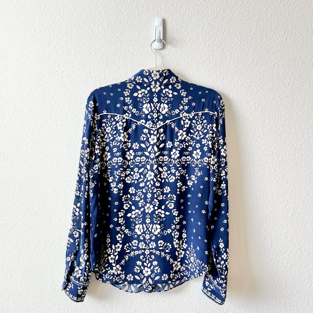 Gliner Farrar Florence Mystic Meadow Blouse in Blue Size Medium - Picture 4 of 10